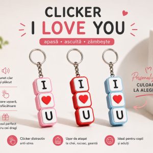 Breloc Clicker, I love You, 3 culori