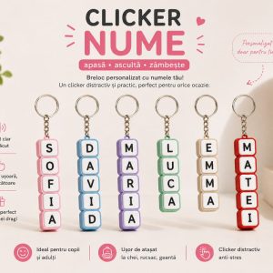 Breloc Clicker Nume & Simbol, 3 culori
